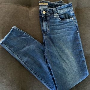 Joe’s Jeans Skinny Ankle Jeans with Raw Hem, Size 27